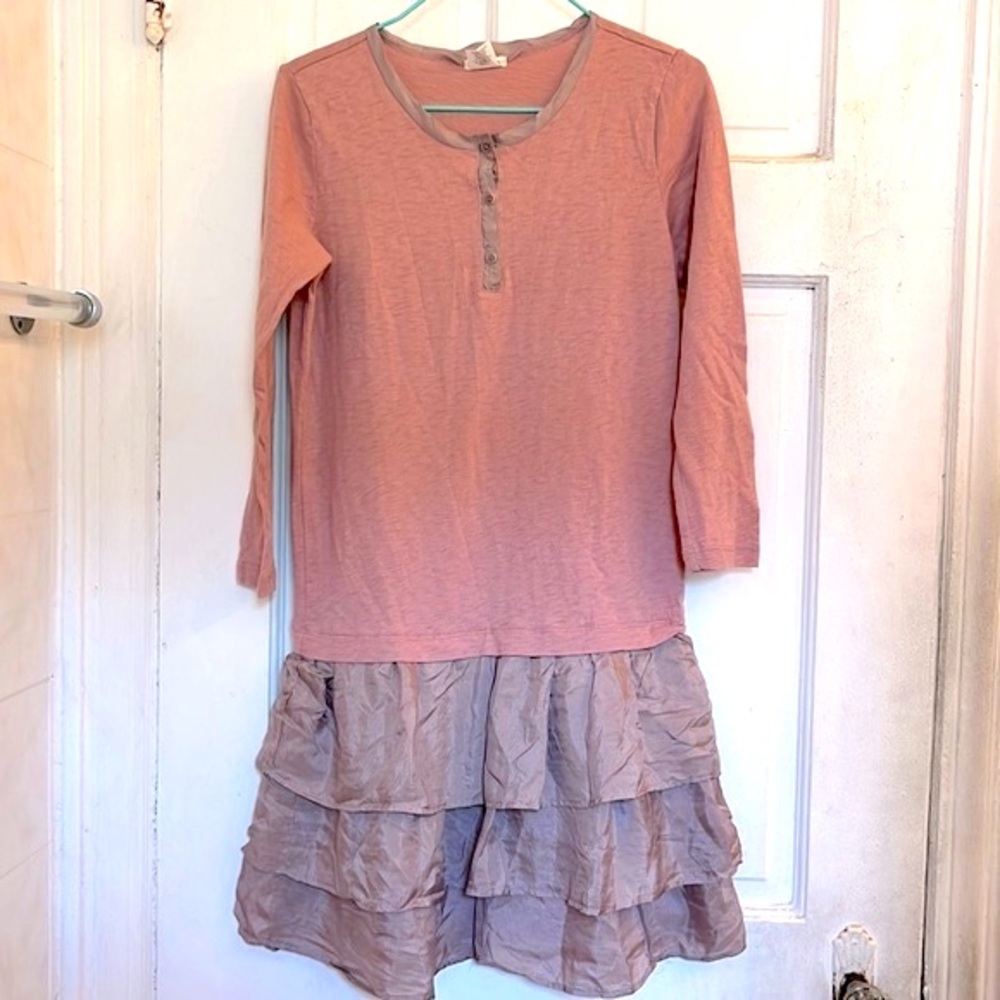 Crewcuts girls dusty rose/putty Henley dress in size 14